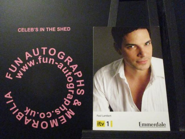 Mathew Bose (Paul Lambert) Original Emmerdale Yellow &amp; Black Itv1 Logo Cast Card