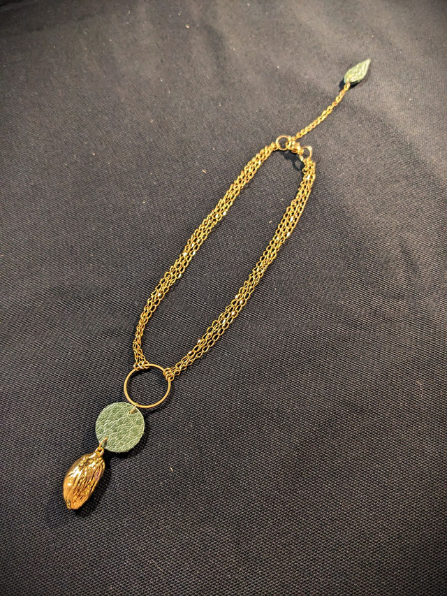 L'Amelo - Ras du Cou Amande Or 24k, Cuir