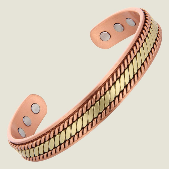Bracelet jonc de santé en cuivre avec 6 aimants – 19 cm (Poignet plus large / Ø 8 cm)