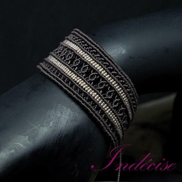 Manchette en macramé marron, ajustable