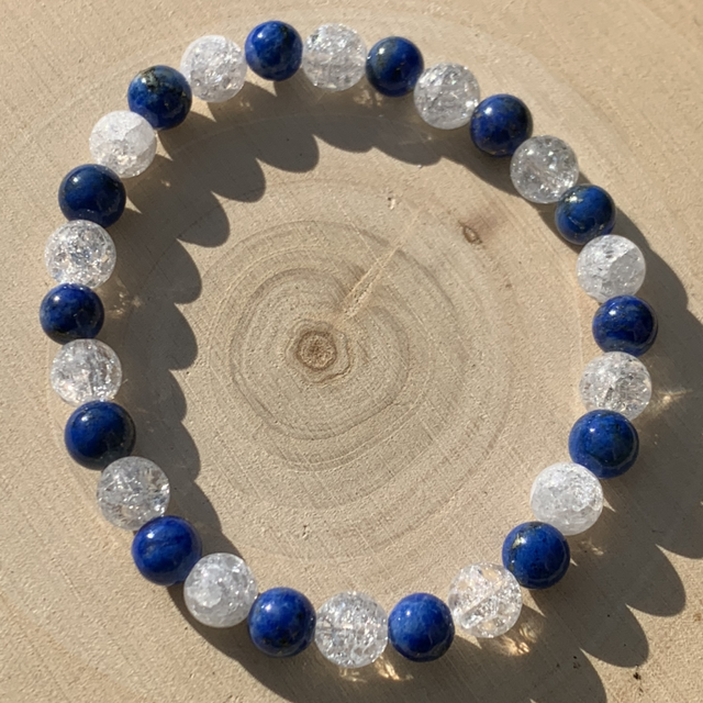 Bracelet Lapis Lazuli et Cristal de roche craquelé 