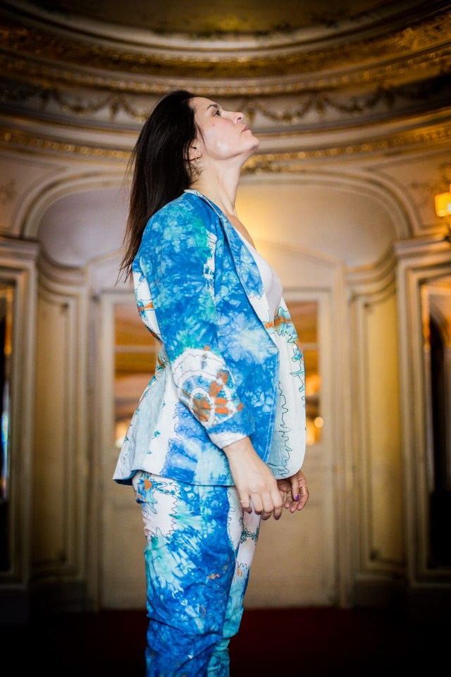 KLOMA ART COLLECTION  - TIE &amp; DYE - BLUE PANTS &amp; SUIT SET - Taille 40 - Sur demande 