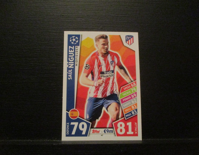 Saul Niguez - UEFA Champions League Match Attax 2017/18 Original Trading Card #47