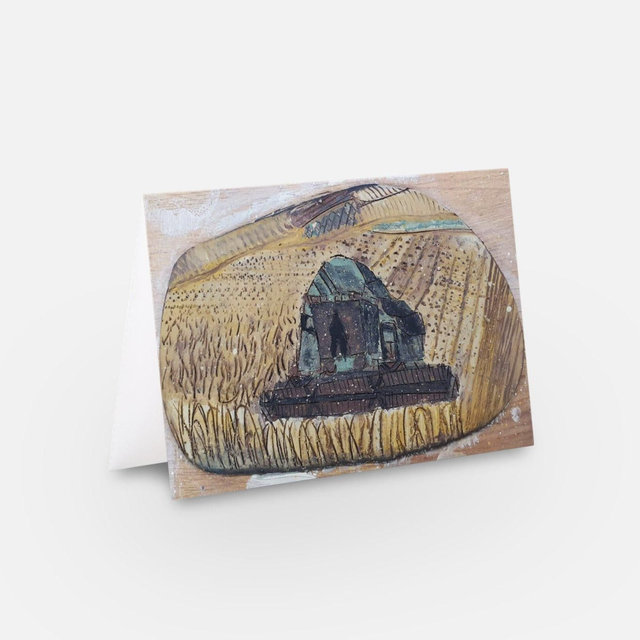 Harvest time landscape artwork greeting card 