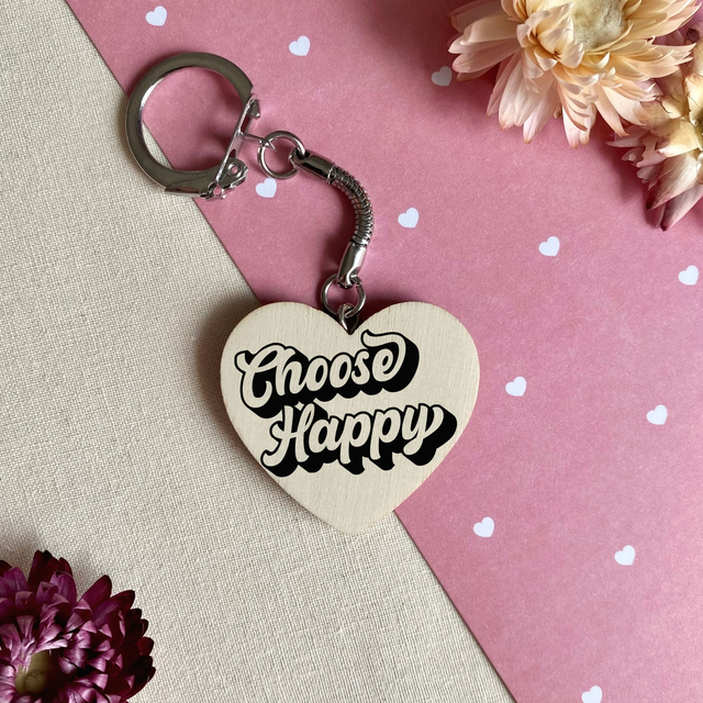 Porte clés coeur Choose Happy