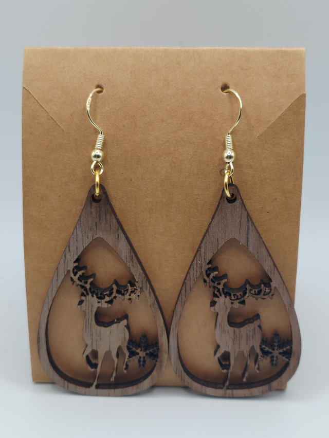 Boucles d&#039;oreille goutte d&#039;eau &quot;Renne&quot;