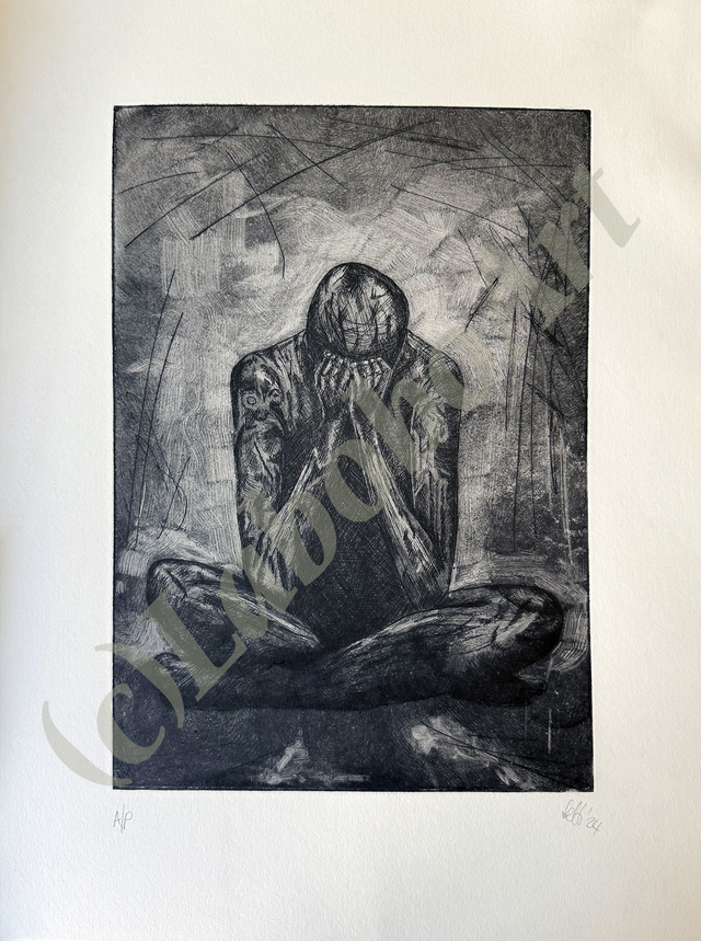 Head in Hands Etching