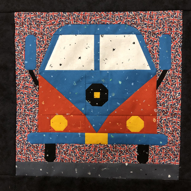 Camper van 20" x 20" Foundation Paper piecing kit Contains Fabric