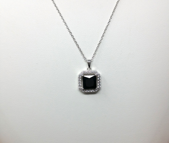 COLLIER CARRE ARGENT RHODIE 40CM ZIRCONIUM - 317563