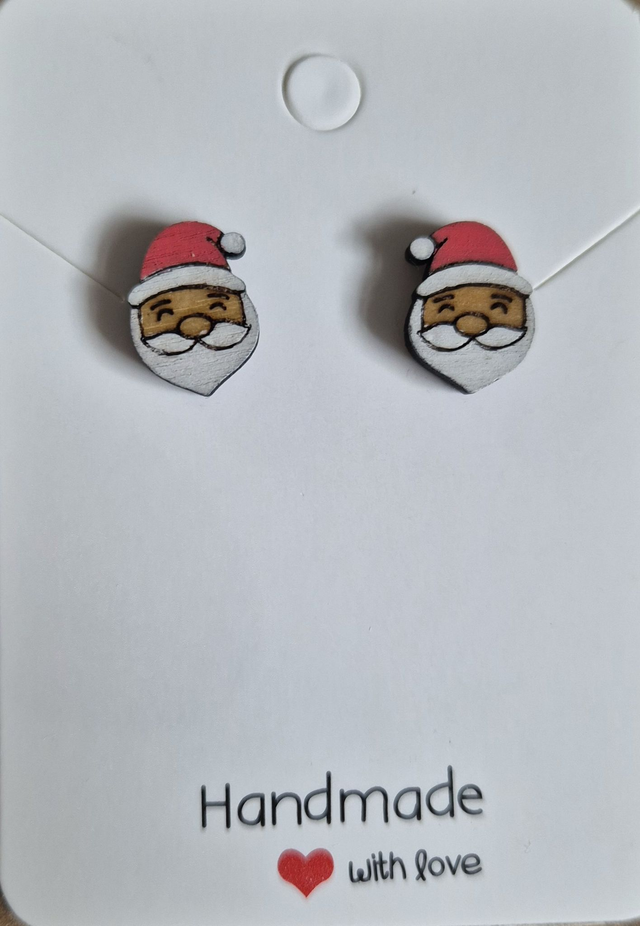 Father Christmas Wooden Stud Earrings  