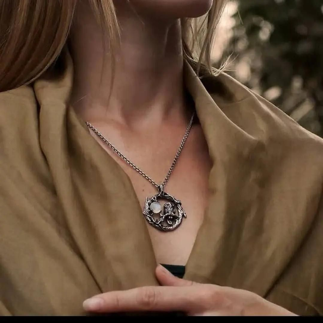 Collier chouette pierre de lune 