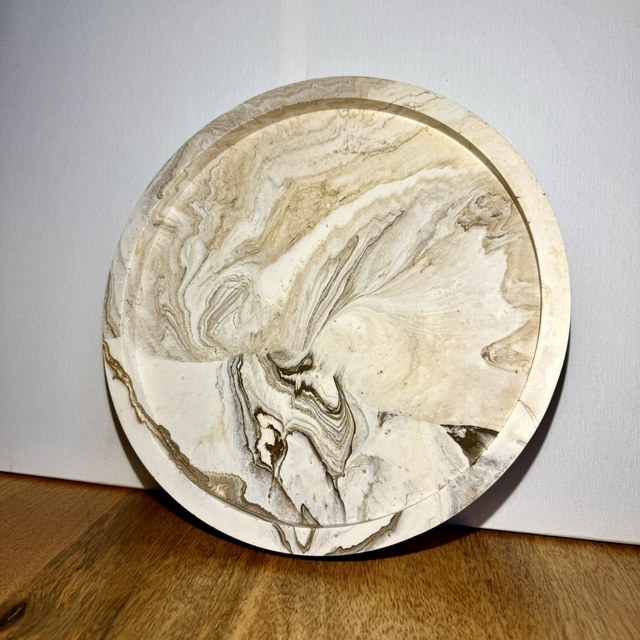 Grand plateau effet marbre beige 