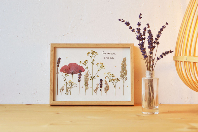 Tableau 13*18 cm - Petit herbier champêtre "Fais confiance à tes rêves"