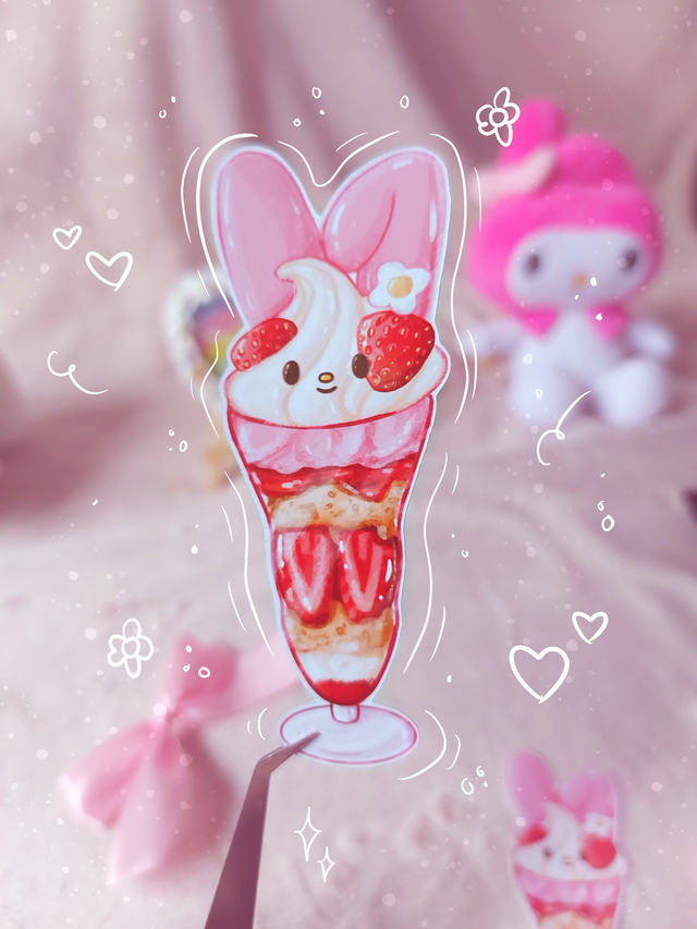 Sticker melo parfait fraise