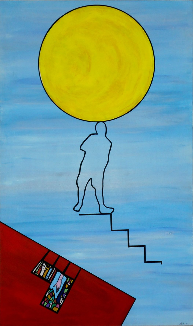 CHAIR / MAN : NOW.HERE ME #64-acrilico su tela-cm 100 x 60- anno 2023