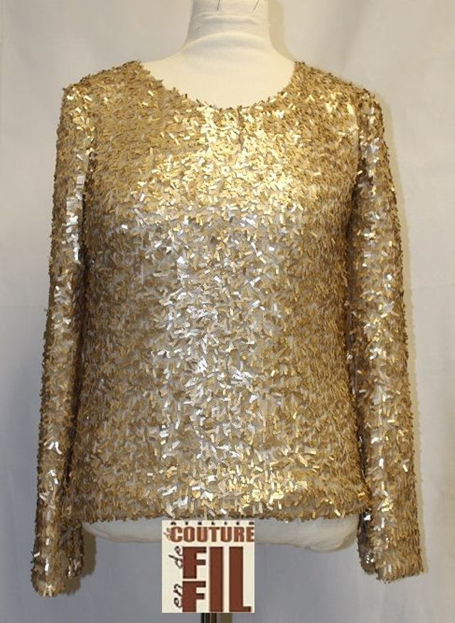 haut paillette  et satin 