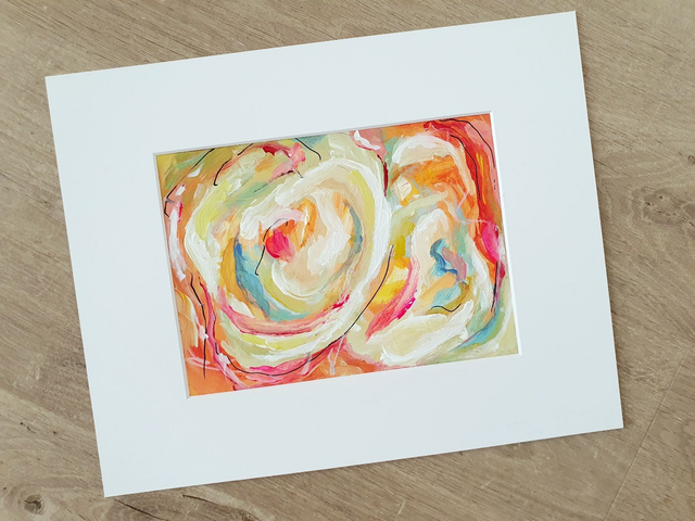 Sorbet Buffet - Origineel schilderij, acrylverf op papier, incl. wit passepartout