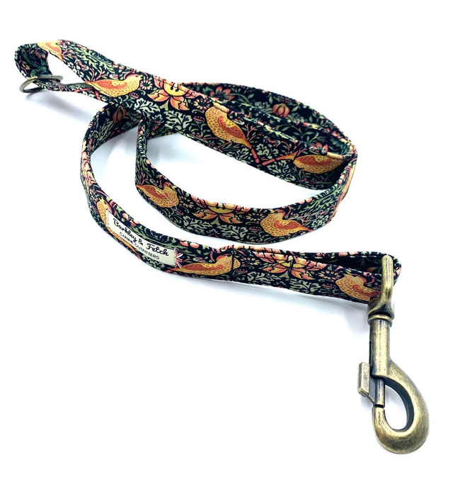 Barkley & Fetch Lead - Black Strawberry Thief