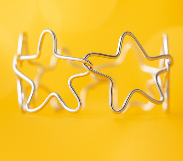 Starlit Silver: Recycled Silver Star Bracelet – Adjustable Linked Charm Design