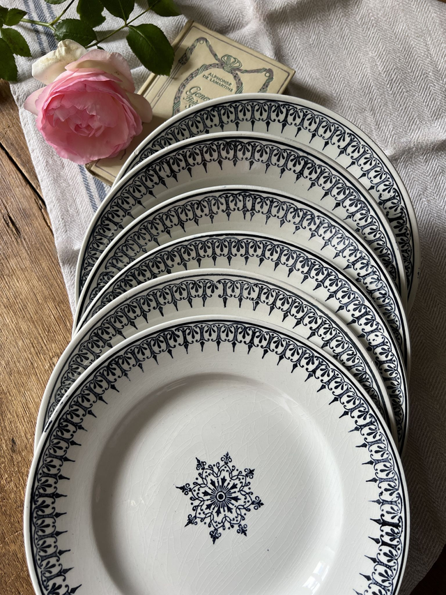 PRIMAX - Suite de 6 assiettes plates signées St Amand - Terre de Fer