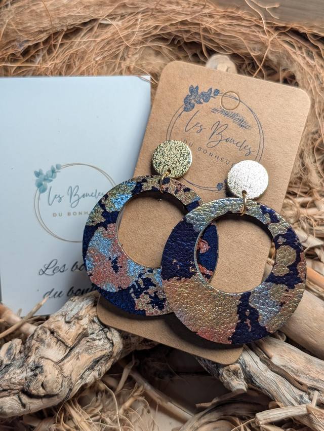 Boucles d'oreilles Années 80/90 Moon marine dorée x030