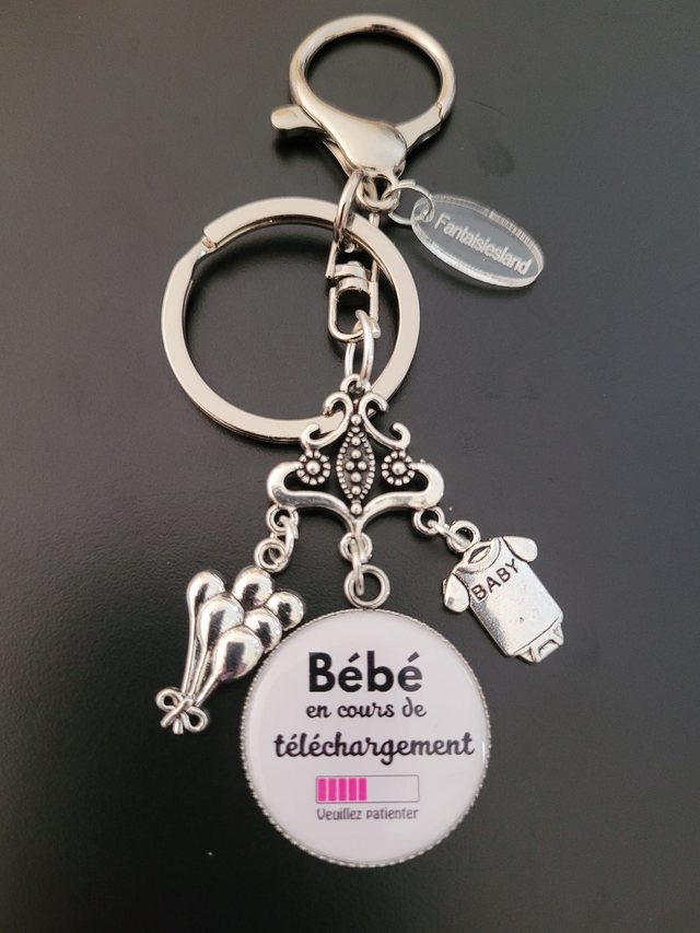 Duo Accroche-clés argenté Bébé en téléchargement Fantaisiesland &amp; pochette Offerte
