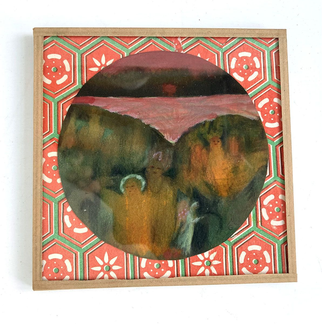 "Au bord de la rivière pourpre" encadré