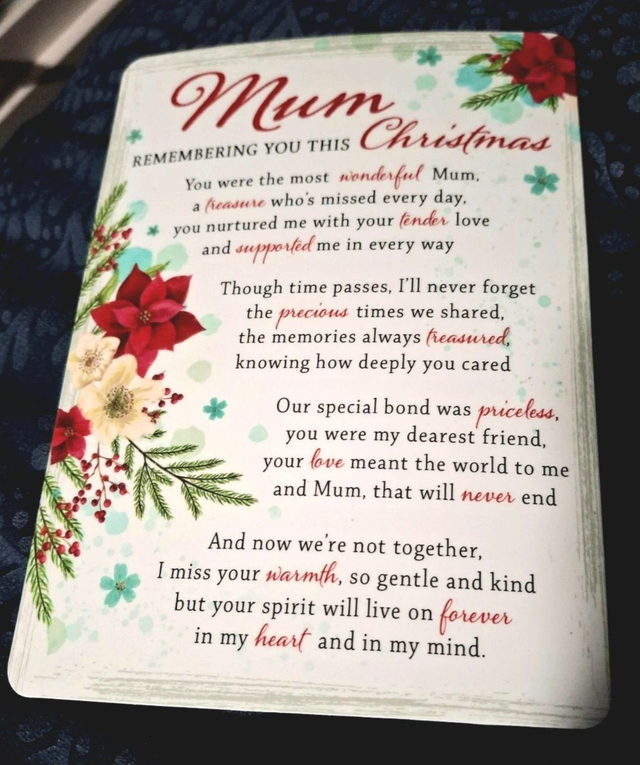 Christmas Verse Graveside, Memorial, Funeral, Remembrance, Cemetery Cards.