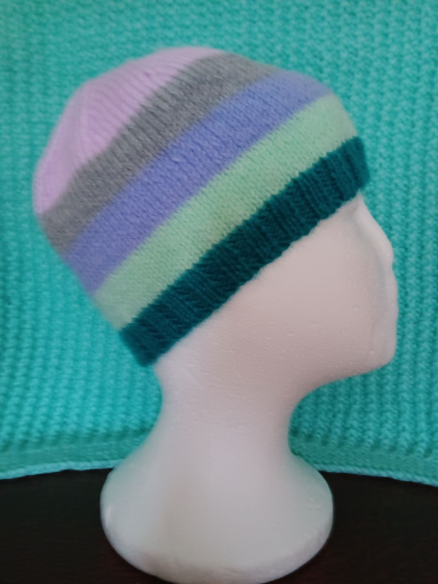 Striped Ladies Beanie Hat (6)