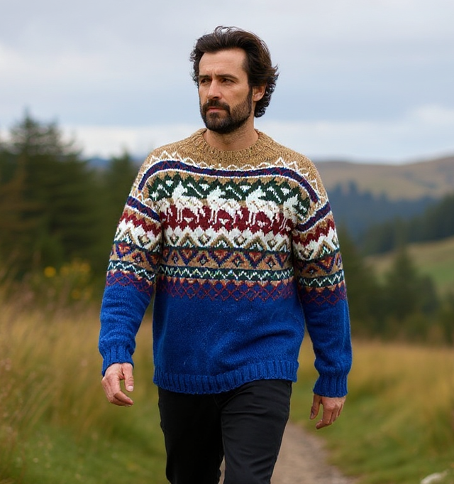 Takotna Sweater Kit - Col 09 (Blue Hillesvåg Wool Mix) - Wool &amp; Pattern - Linka Neumann