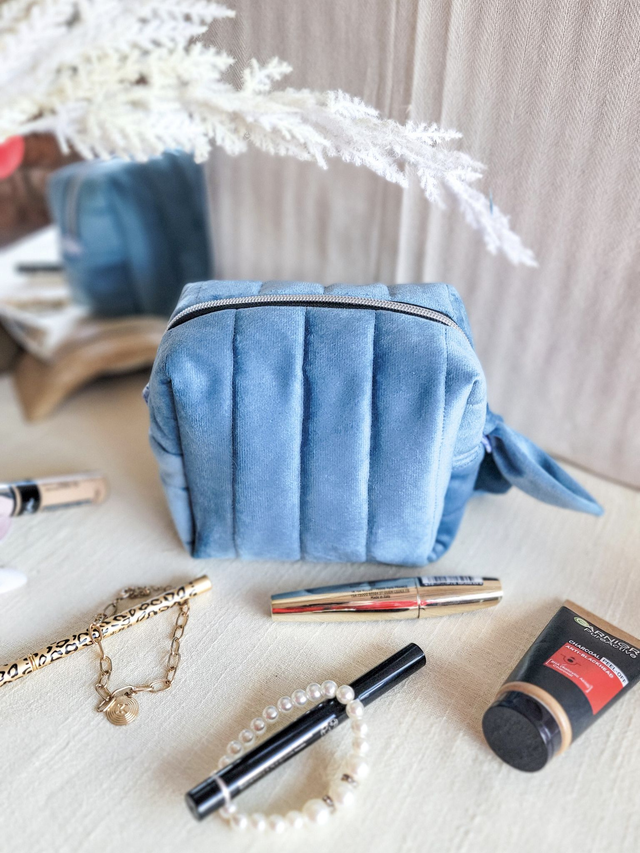 Petite Trousse de toilette - Velours Bleu