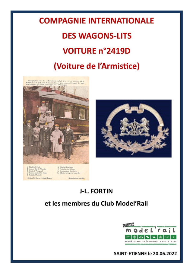Fascicule sur la voiture de l'armistice - CIWL