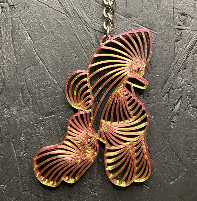 3D - Keychain Poodle Puppy Dark Raspberry