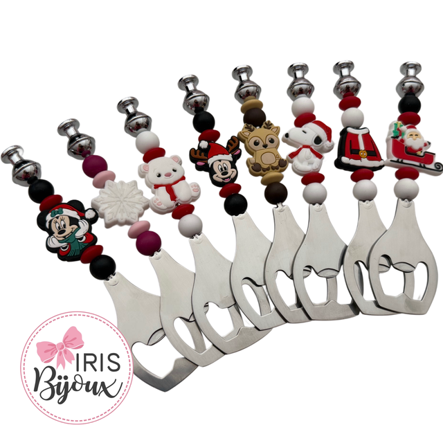 Apribottiglie tema Natale in acciaio inox e silicone 
