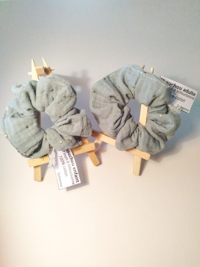 Chouchou Vert d'eau pois doré