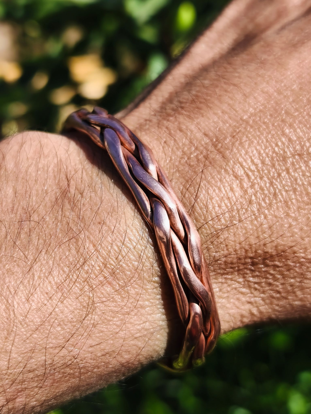 Bracelet Cuivre Pur Tressé 4 brins Artisanal | Bijou Homme &amp; Mixte