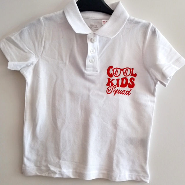 Boys Cool Kids Squad White Polo Shirt - Boys T-shirt - Age 4-6 Years (Height 110-116)