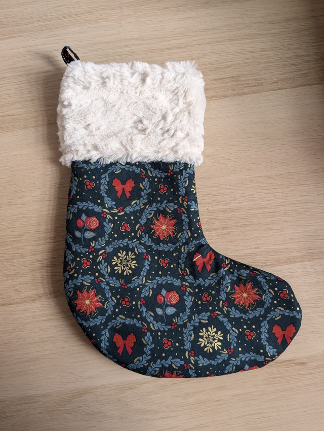 Chaussette de Noël vert foncé personnalisable 