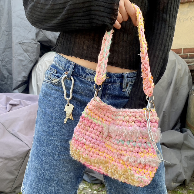 crochet bag peach