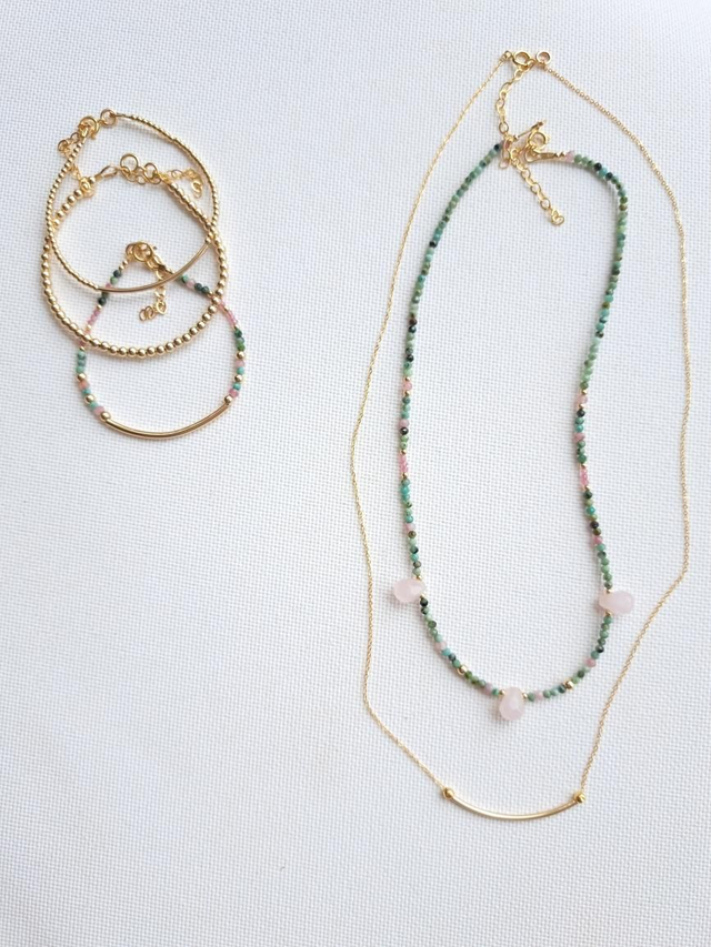AMAÏA gold-filled - turquoise africaine - tourmaline rose - bracelet