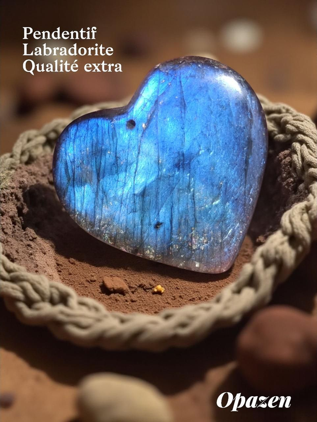 Pendentif Collier Labradorite extra coeur