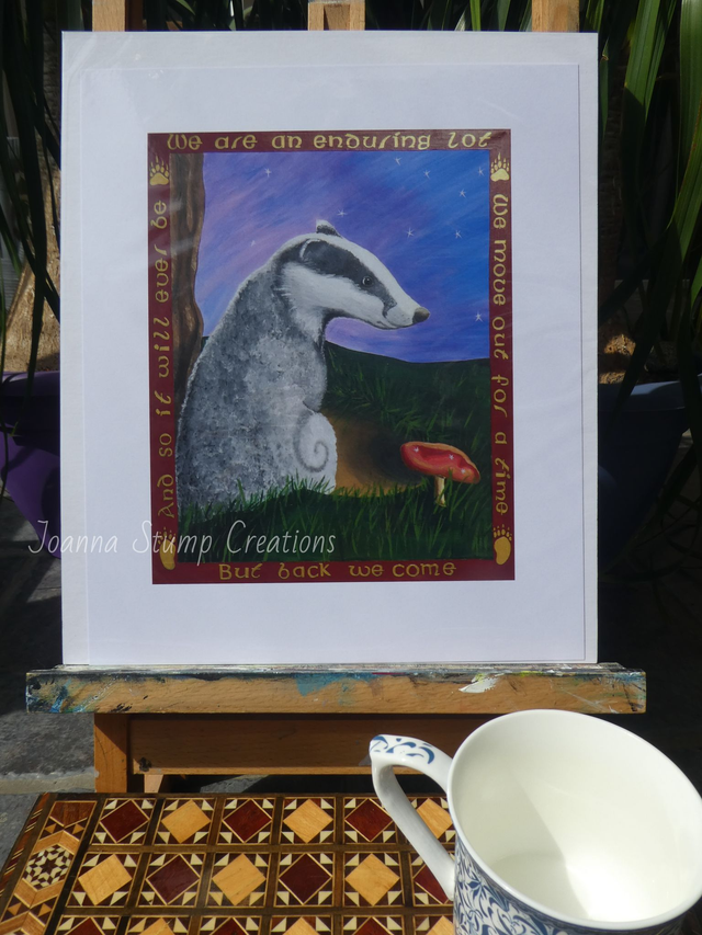 Open Edition Fine Art Print, from my "Animals in Folklore" collection, "Badger at Twilight"