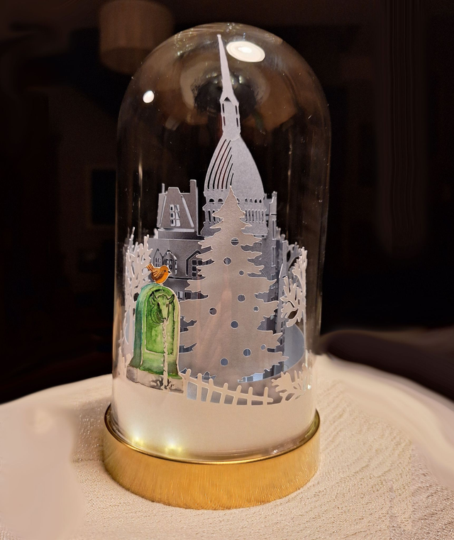 Campana di vetro "Torino e toret" con lucine Led