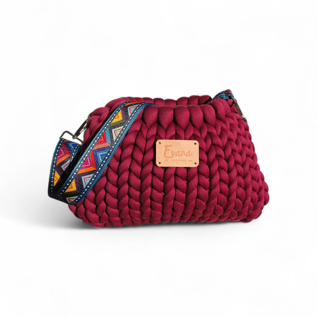 Grenat - grande bourse - logo en cuir