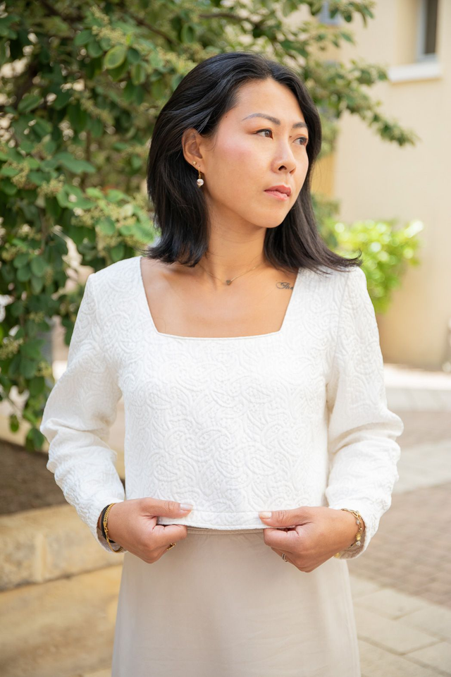 Rosa - crop top en jacquard de coton