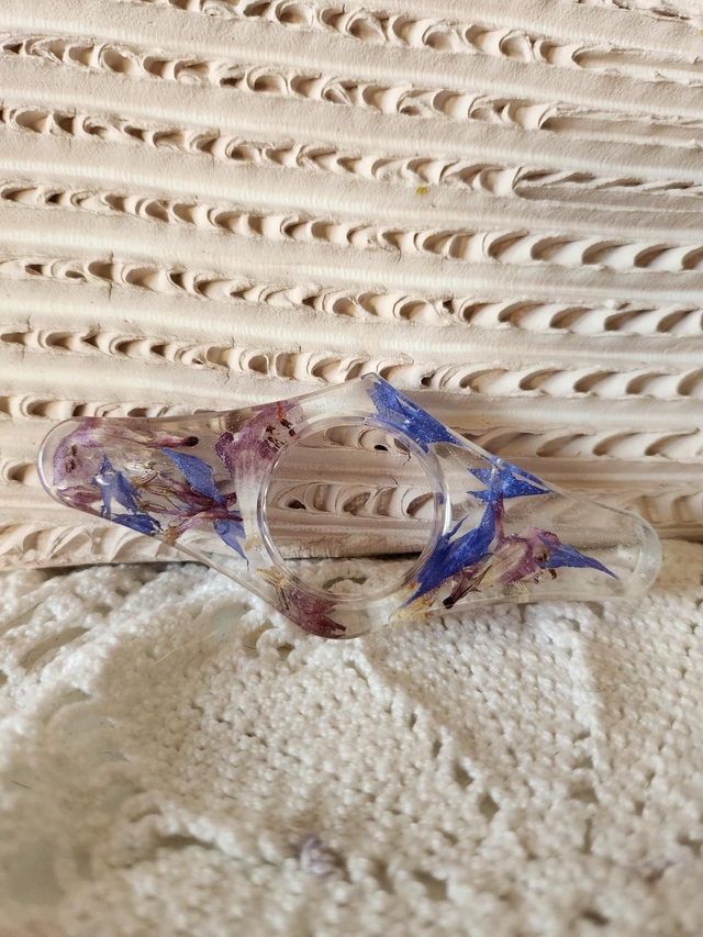 Bague de lecture bleu et violet résine 