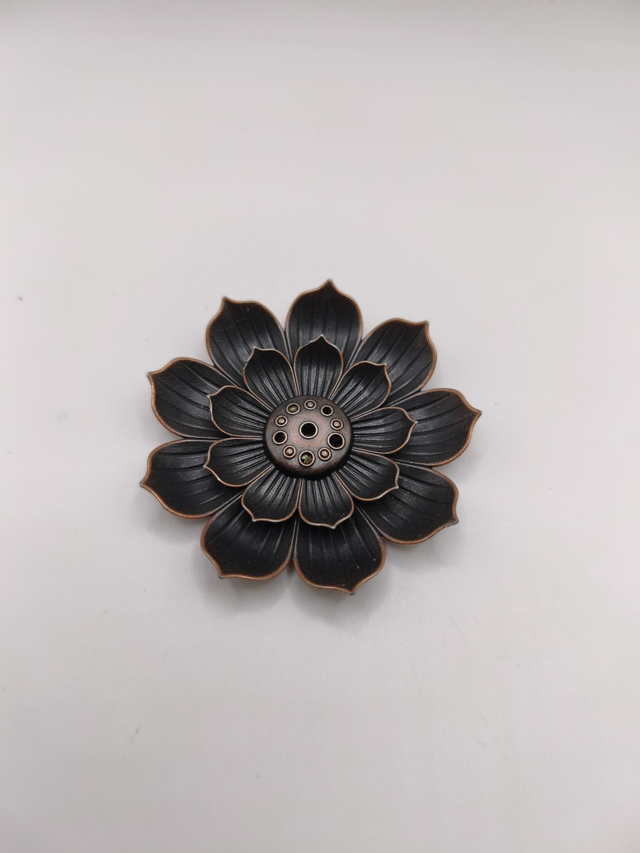 Porte encens fleur bronze
