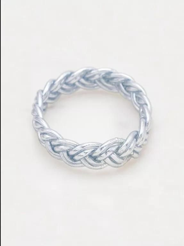 Jonc bouddhiste double tresse argenté