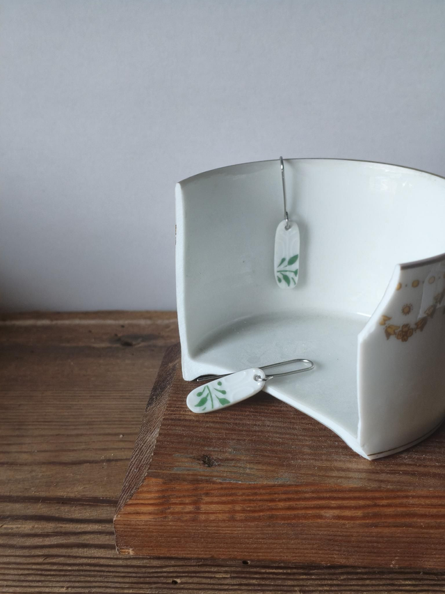 Boucles d'oreilles pendantes ovales - porcelaine allemande, Rosenthal | no.3