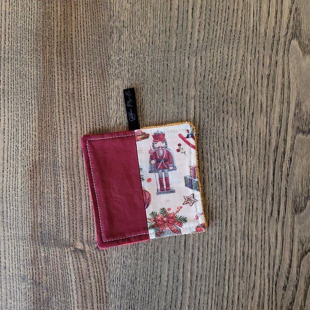 Coton lavable carré : Noël vintage, rouge, orange